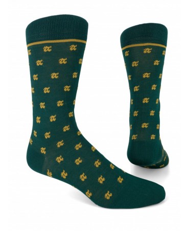 Pournara men's sock green with beige company logo