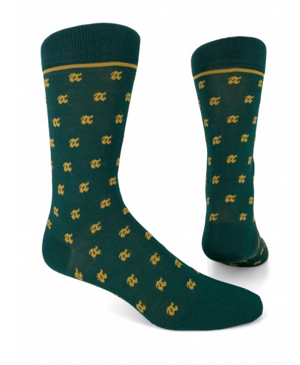 Pournara men's sock green with beige company logo POURNARA FASHION Socks
