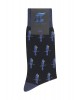 Fashion sock by Pournara on a black base with blue parrots POURNARA FASHION Socks