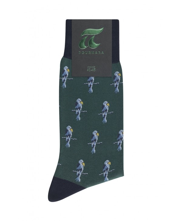 Pournara sock green with parrots POURNARA FASHION Socks