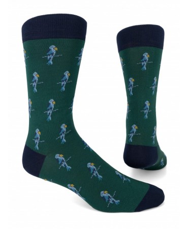 Pournara sock green with parrots