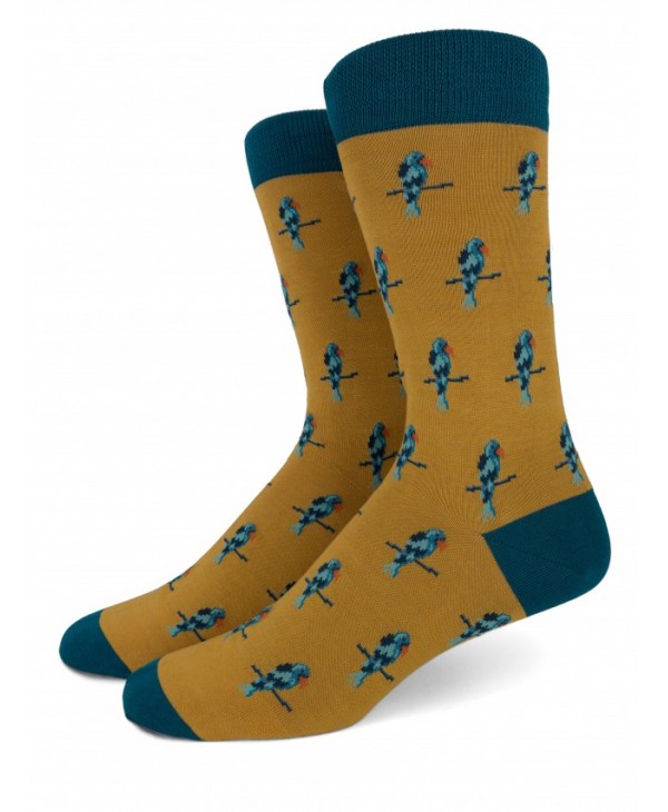 Pournara men's sock yellow with gray parrots POURNARA FASHION Socks