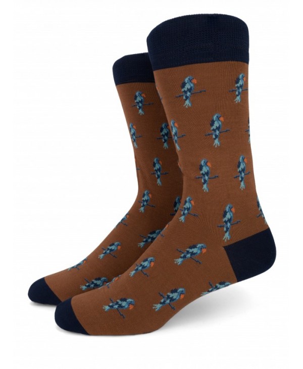 Men's sock brown with gray parrots POURNARA FASHION Socks