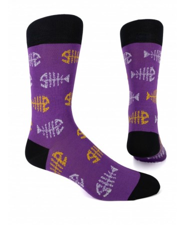 Fashion sock Purnara purple with colored herringbones