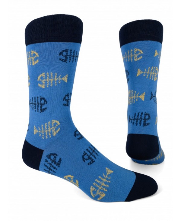 Pournara sock blue with colored herringbones POURNARA FASHION Socks