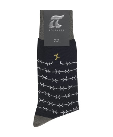 Μοντέρνα κάλτσα της Πουρνάρα μαύρη με λευκό συρματόπλεγμα 