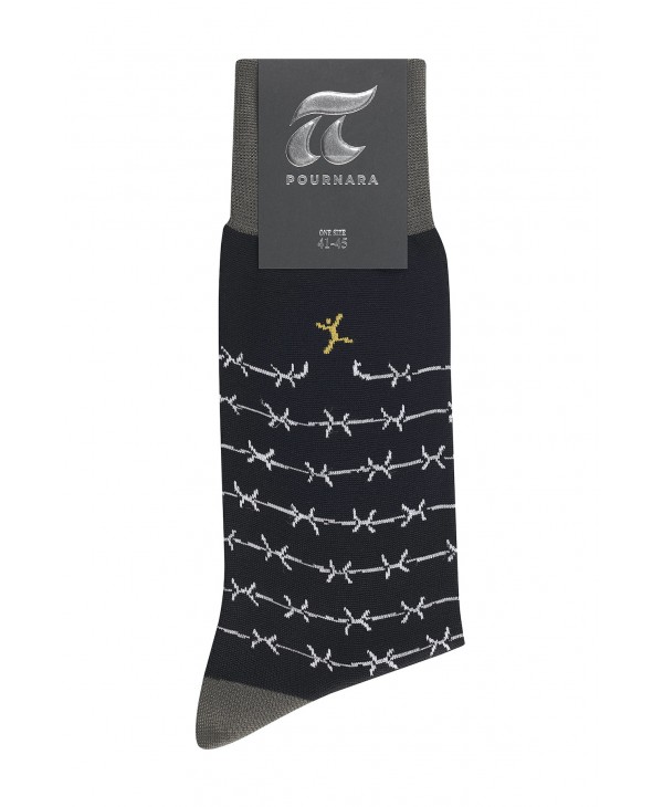 Modern sock by Pournara black with white wire mesh POURNARA FASHION Socks