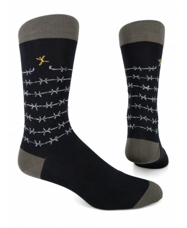Modern sock by Pournara black with white wire mesh