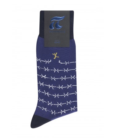 Κάλτσα μοντερνα της Πουρνάρα μπλε με λευκό συρματόπλεγμα 