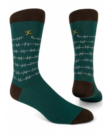 Modern green sock with white wire mesh