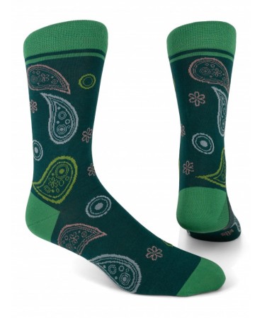 Modern green sock with colorful stripes