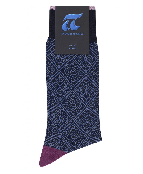 Ανδρικες Καλτσες - Κάλτσα μπλε με γεωμετρικά σχήματα σε γαλάζιο χρώμα της Πουρνάρα  ΚΑΛΤΣΕΣ POURNARA FASHION