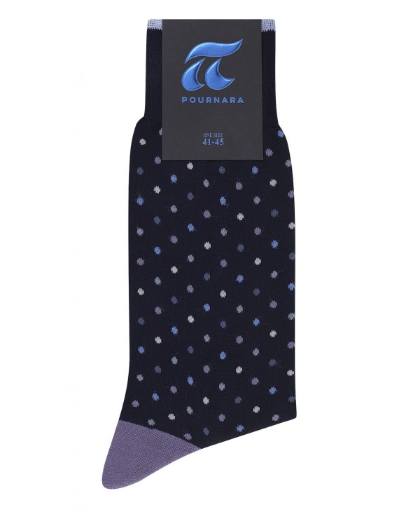 Blue sock with colorful polka dots and purple trim POURNARA FASHION Socks