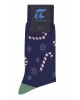 Men's Christmas Stocking Holly on Blue Base with Red Lollipops and Flakes POURNARA FASHION Socks