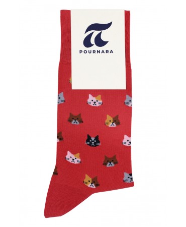 Pournara Fashion men's sock with kitten faces