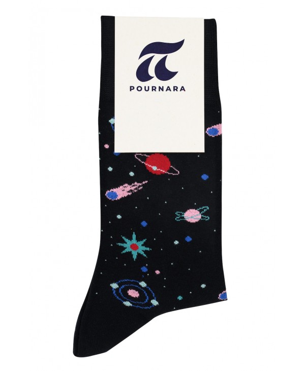 Planets in various colors on a black sock POURNARA FASHION Socks