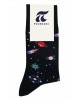 Planets in various colors on a black sock POURNARA FASHION Socks