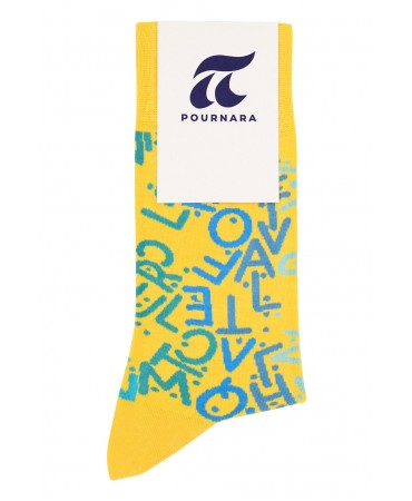 English letters on a yellow sock