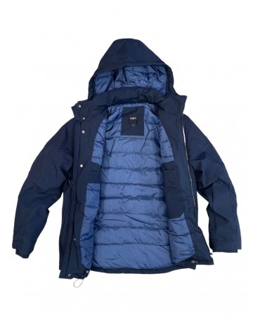 PreEnd jacket in blue with a removable hood and elasticated sleeves
