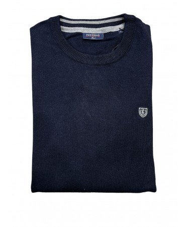 Knitted cotton with round neck in blue color
