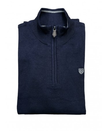 In blue color cotton knit with zipper for men