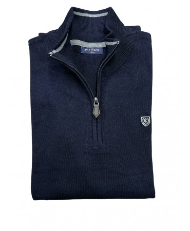 In blue color cotton knit with zipper for men