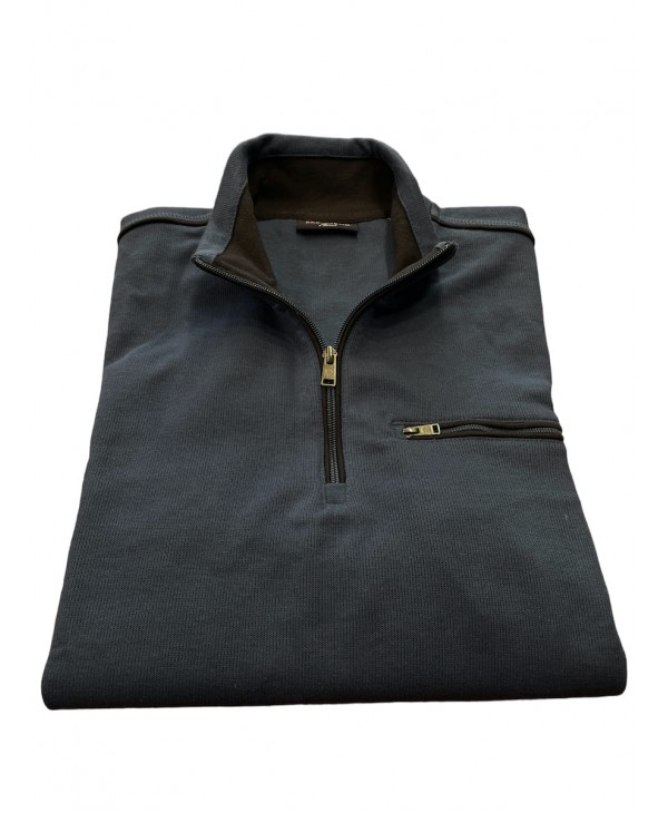 Zip-up sweatshirt in raff color with blue details POLO ZIP LONG SLEEVE