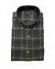 Men's blue cotton flannel shirt with green check SHIRT Thick - Jacket