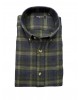 Men's blue cotton flannel shirt with green check SHIRT Thick - Jacket