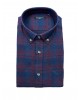 On a red base with blue plaid men's shirt thick comfortable line SHIRT Thick - Jacket