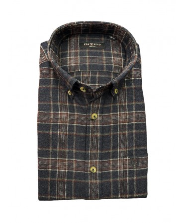 Men's thick blue shirt with burgundy check