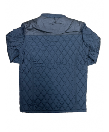 PreEnd quilted jacket in blue with a hood inside the collar and pockets
