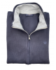 Blue cotton cardigan with gray trim and side zip pockets JACKETS