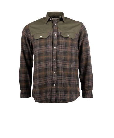 PreEnd shacket shirt in beige plaid with oil base as well as two flap pockets