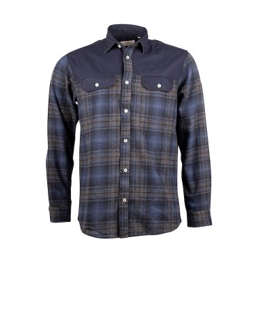 Shacket blue plaid shirt with a ruff base and two flap pockets