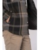 Pre End shirt with shacket lining on gray base with green and black check JACKET