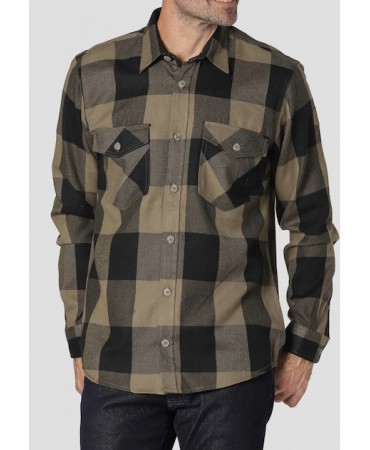 PreEnd Plaid Beige Shirts with Black and Two Pockets
