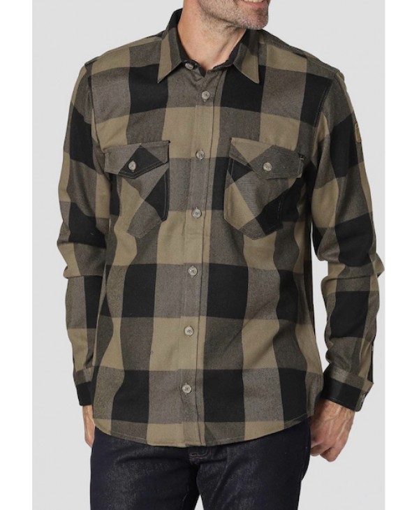 PreEnd Plaid Beige Shirts with Black and Two Pockets