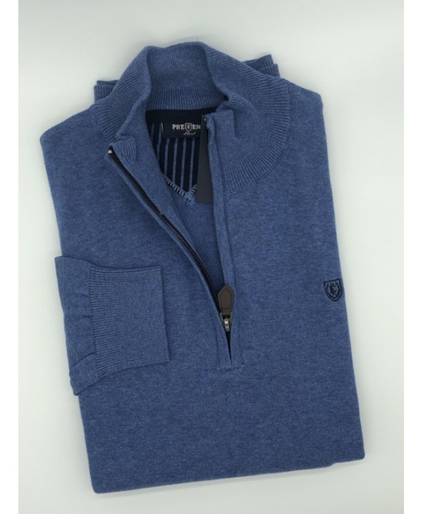 Lock with Zipper in Blue Cotton Color 100% Pree End POLO ZIP LONG SLEEVE