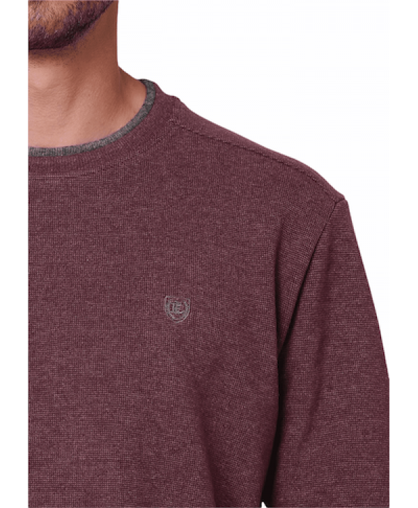 Pre End Sweatshirt Bordeaux with Oil Color Finishes ROUND NECK