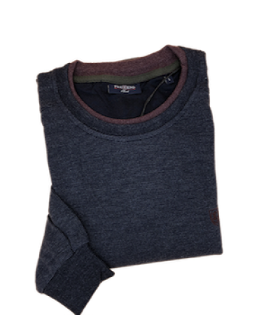 Neck Sweatshirt in Blue with Bordeaux Rally
