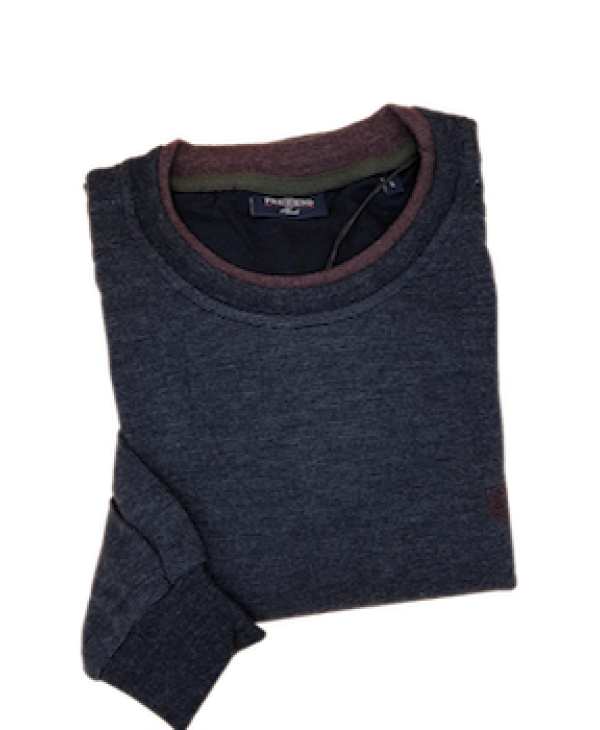 Neck Sweatshirt in Blue with Bordeaux Rally
