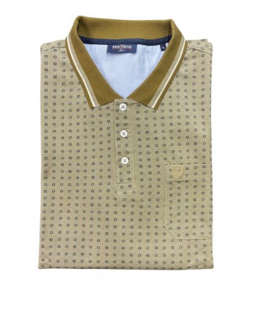 Pre end men's t-shirt with a pocket on a beige base and a small blue design