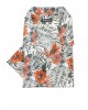 Men's wide-line shirt with short sleeves in white with red flowers PRINTED SHIRT