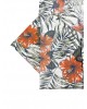 Men's wide-line shirt with short sleeves in white with red flowers PRINTED SHIRT