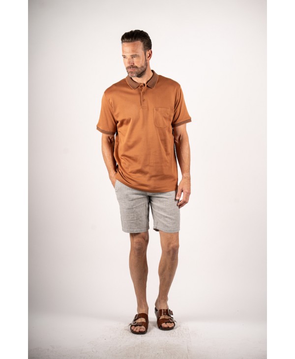 Polo with short sleeves and pocket in light brown color SHORT SLEEVE POLO 