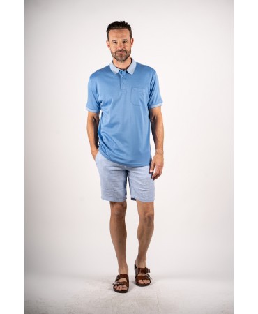Men's polo shirt with a pocket in an open raff color