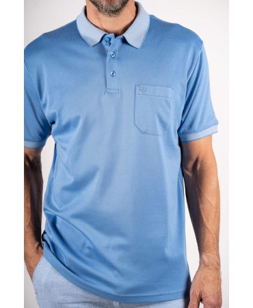 Men's polo shirt with a pocket in an open raff color