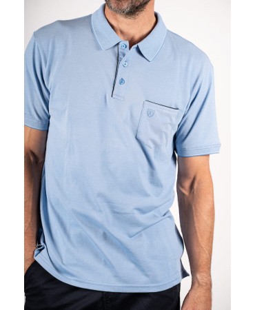 Blue men's polo shirt with pocket