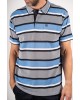 Men's polo shirt with gray blue and black stripes SHORT SLEEVE POLO 